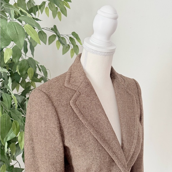 J.Crew Brown Herringbone Wool Blend Blazer - Size 4 - Picture 2 of 13